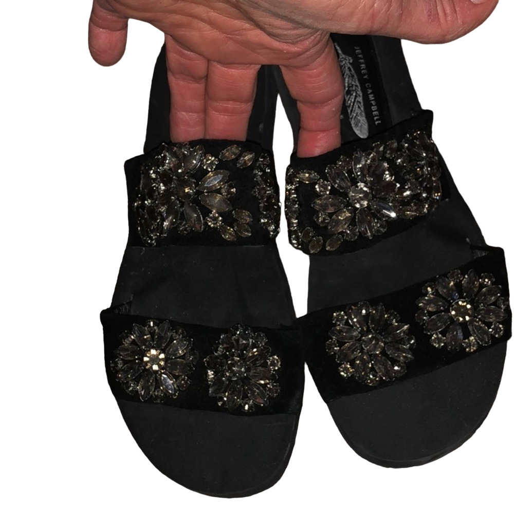 Jeffrey Campbell Free People Crystal Embellished Slides Sandals Sz 8.5 - Picture 4 of 10